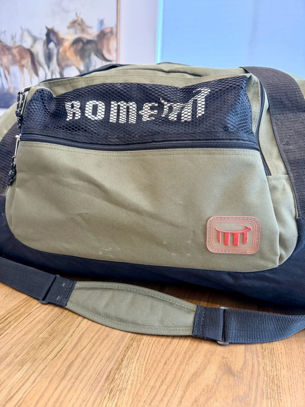 Rome Large Canvas Duffel Bag Travel Gym Weekender Carry On Green Black 26